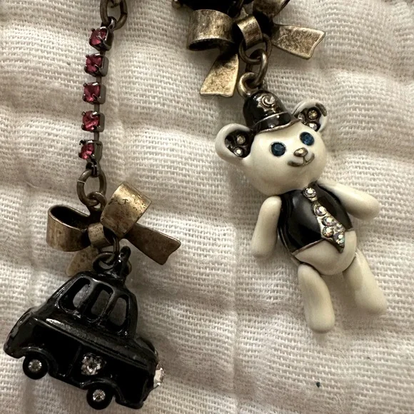 ADORABLE & RARE Betsey Johnson Police Officer Bear and Cop Car Earrings - Picture 1 of 5